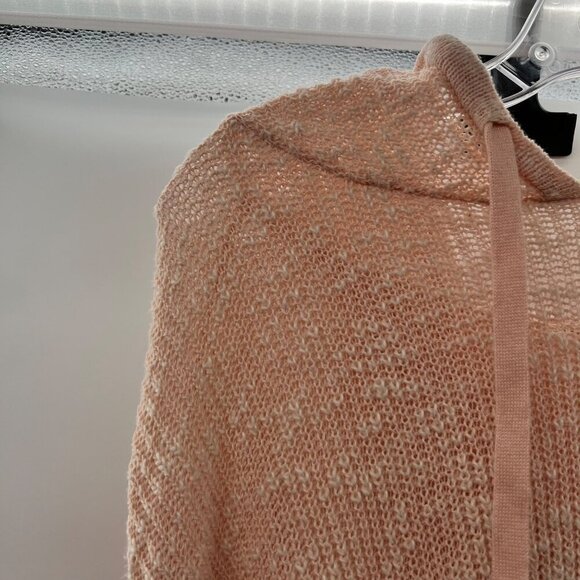 Hem & Thread Loose Knit Hoodie Women's Size Small Peach Long Sleeve Pullover - Picture 5 of 9